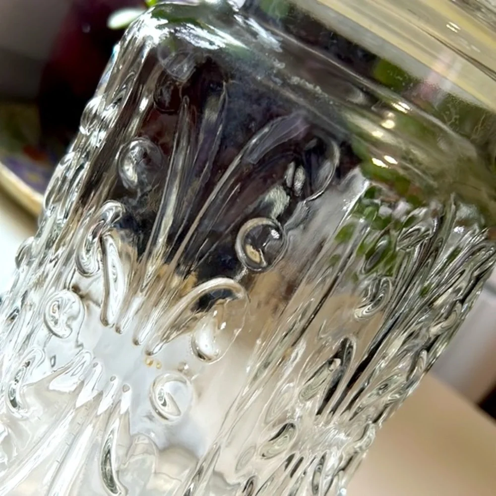 Large Vintage L.E. Smith Atterbury Scroll Design/ Federal Glass Canister W Lid